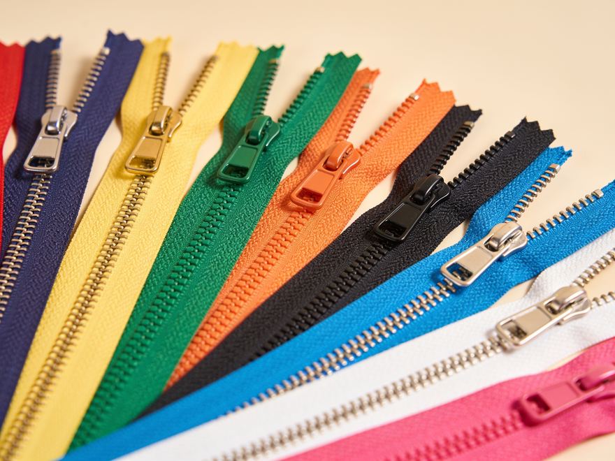 Zíperes coloridos de metal e nylon no atacado